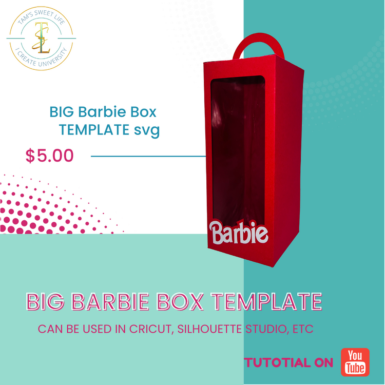 Digital BIG Barbie Box Party Favor Template - Instant Download