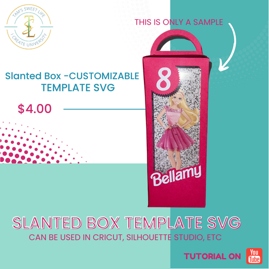 Digital Slanted Doll Box Party Favor Template SVG - Instant Download - You Create