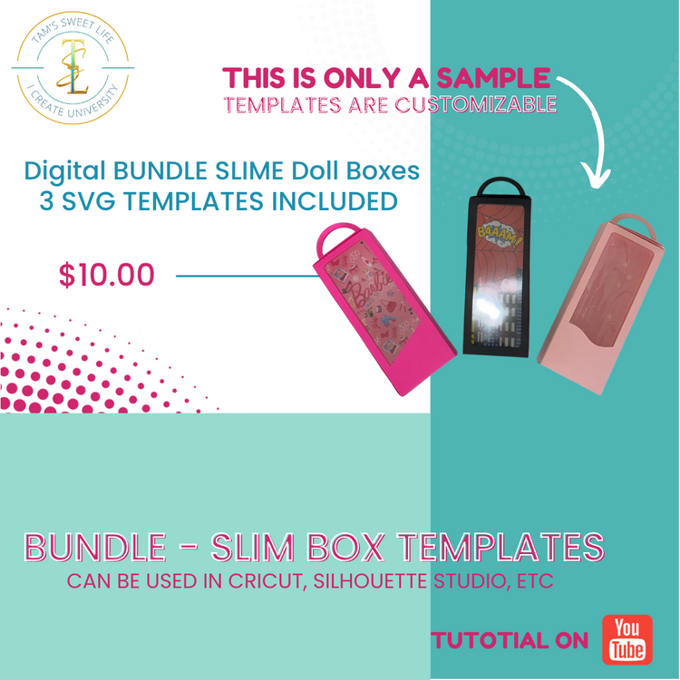 Digital BUNDLE SLIM Box Templates - 3 BOXES